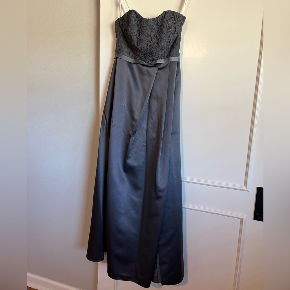 Strapless gray bridesmaid/formal dress